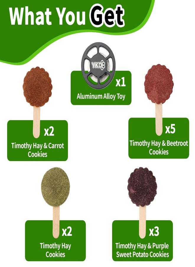 YKD Natural Timothy Hay Cookie Sticks Chew Toys for Teeth, Rotating Aluminum Alloy Chinchilla Cage Toys, Bunny Chew Treats for Rabbits, Guinea Pigs, Chinchillas (Black - Aluminum Alloy Toy) - Image 5